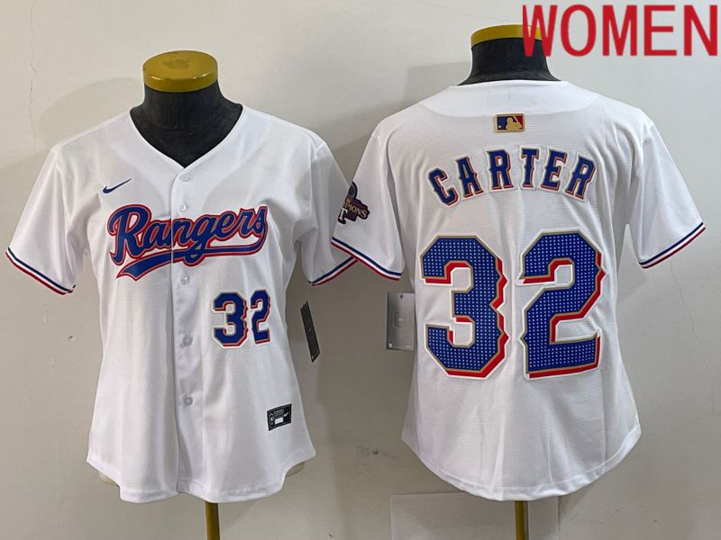 Women Texas Rangers 32 Carter White Champion Game Nike 2024 MLB Jersey style 2